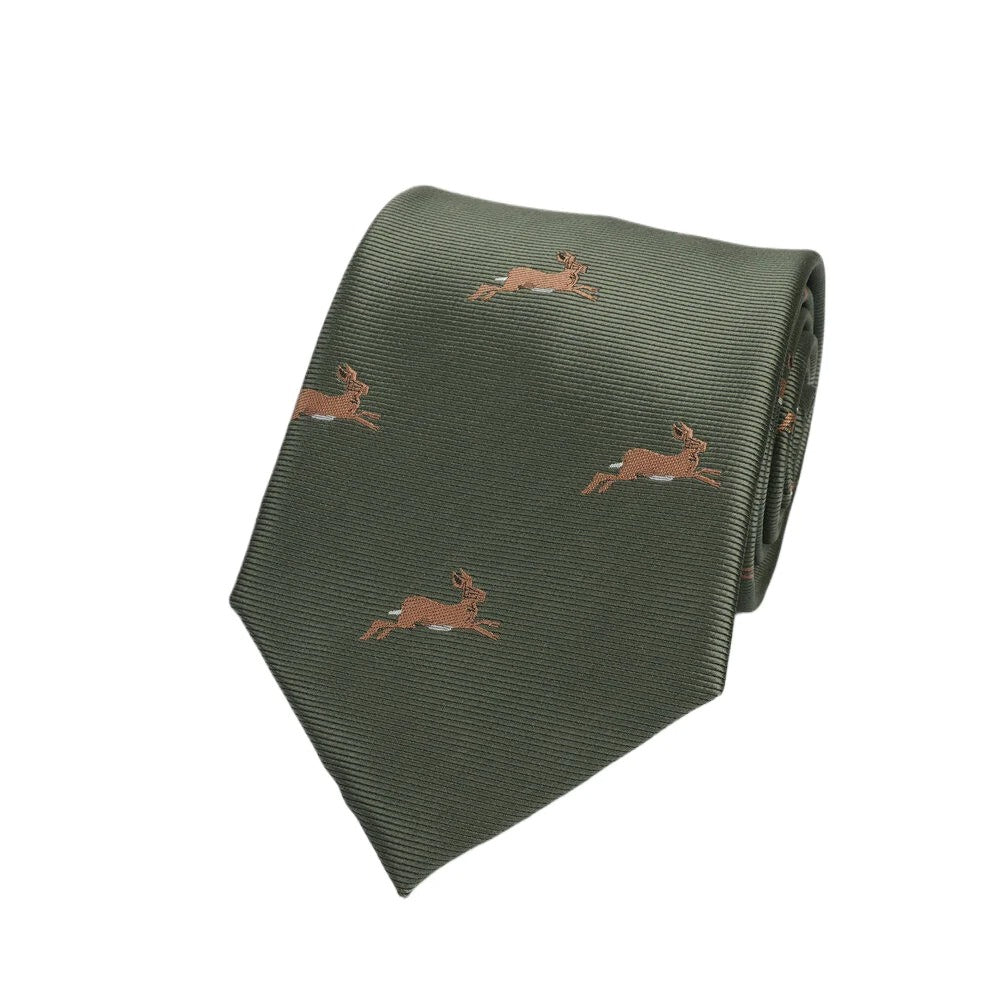 Olive Hare Silk Tie