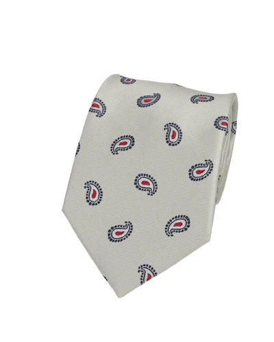 Ivory with navy & red paisley