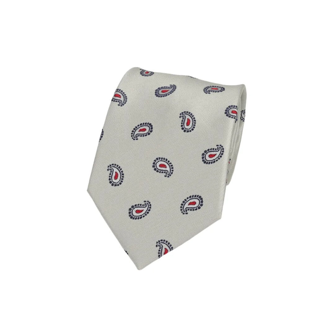 Ivory with navy & red paisley