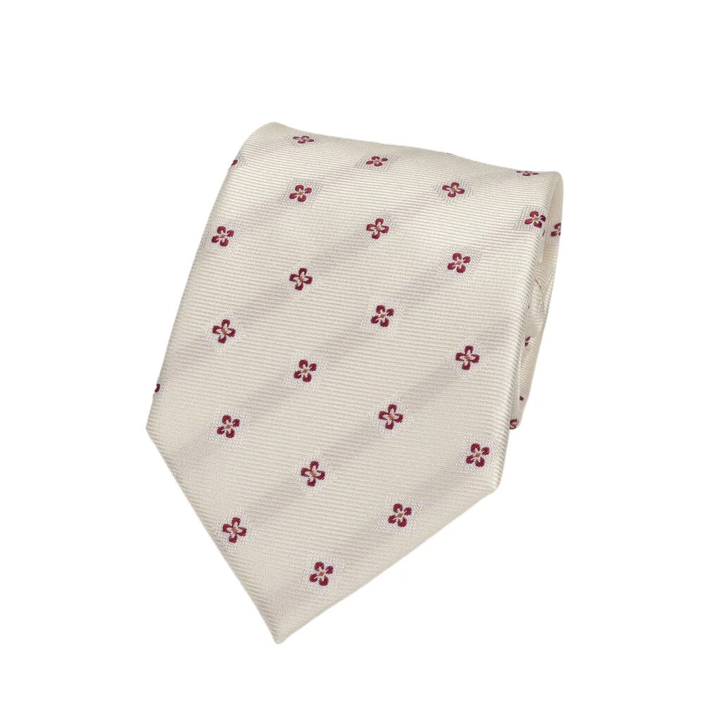 Ivory Floral Silk Tie